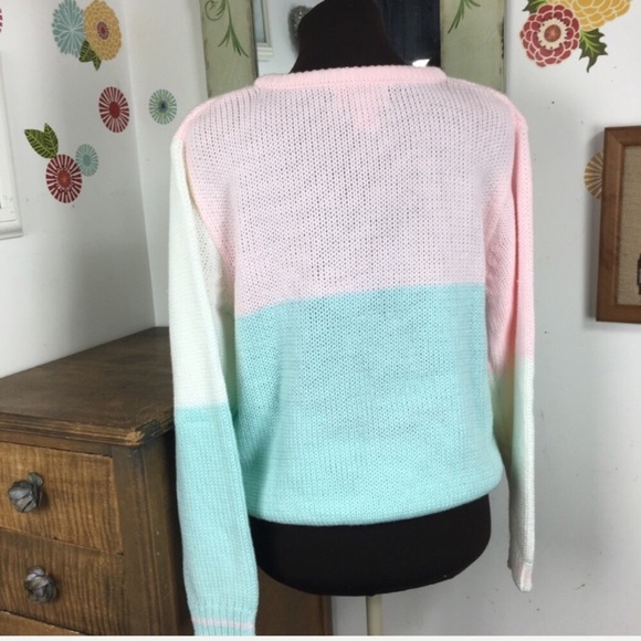 80s Pastel Sweater Fairy Kei Bows Oversized Kawaii - Picture 5 of 8